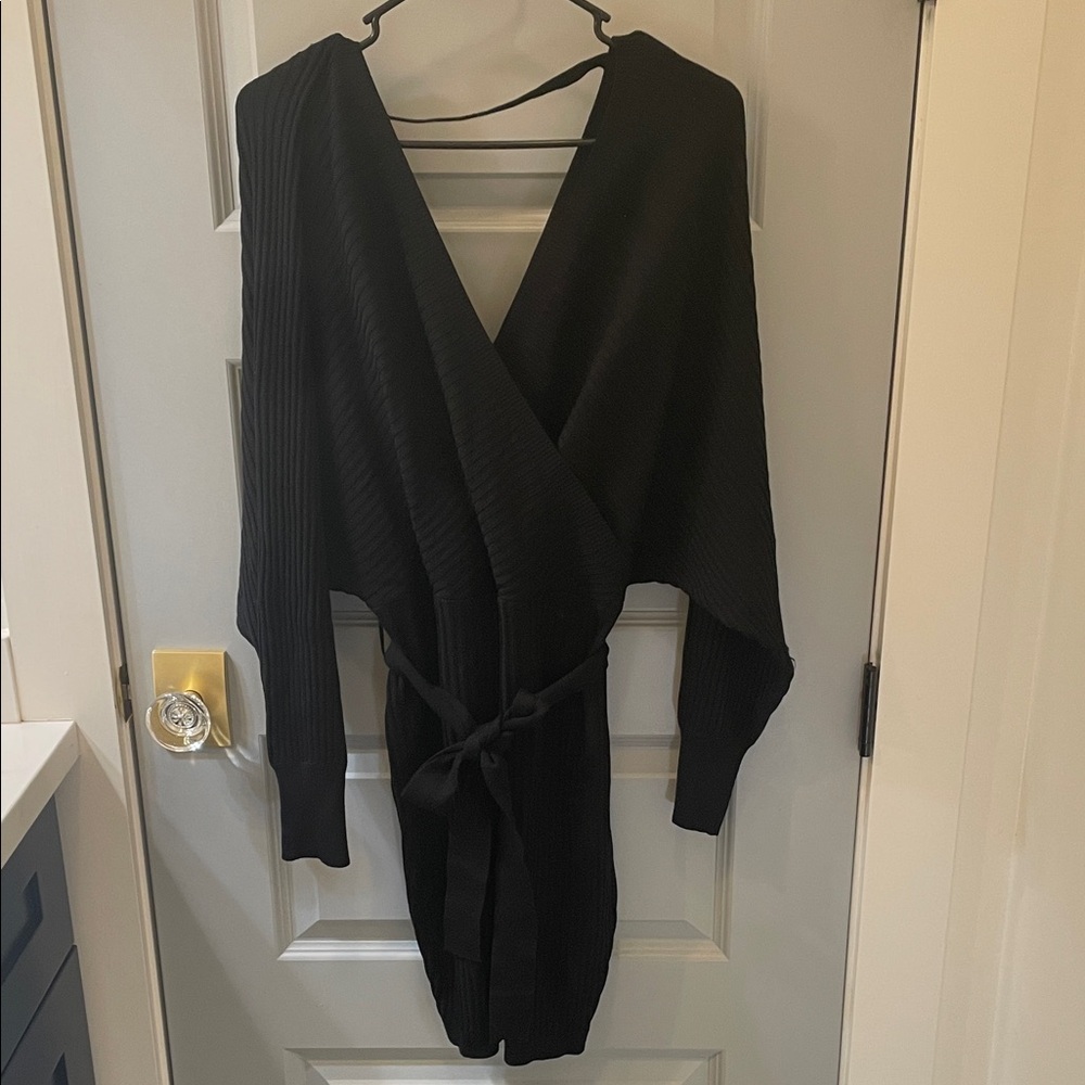 Love Tree Black v neck sweater dress